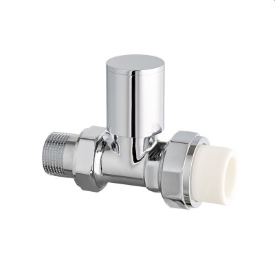 15mmx1/2" straight TRV thermostatic radiator valve with PPR lockshield valve in chrome